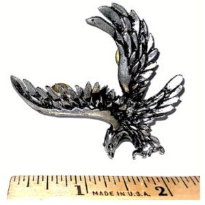 F*AST Pin Brooch Soaring American Eagle Jewelry Lapel Silver Tone About 2.5"